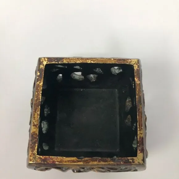 Fleur De Lis Small Trinket Box Clear Acrylic Accent Distressed Lidded - Picture 3 of 4